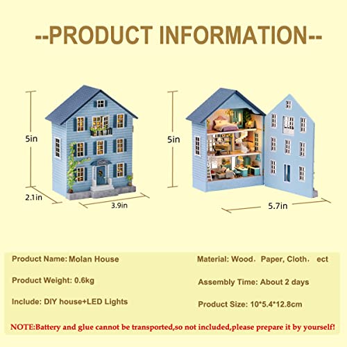CUTEROOM Dollhouse Miniature with Furniture, DIY Wooden Dollhouse Kit Plus LED Lights, Creative Room for Valentine's Day Gift Idea (D031) - Image 2