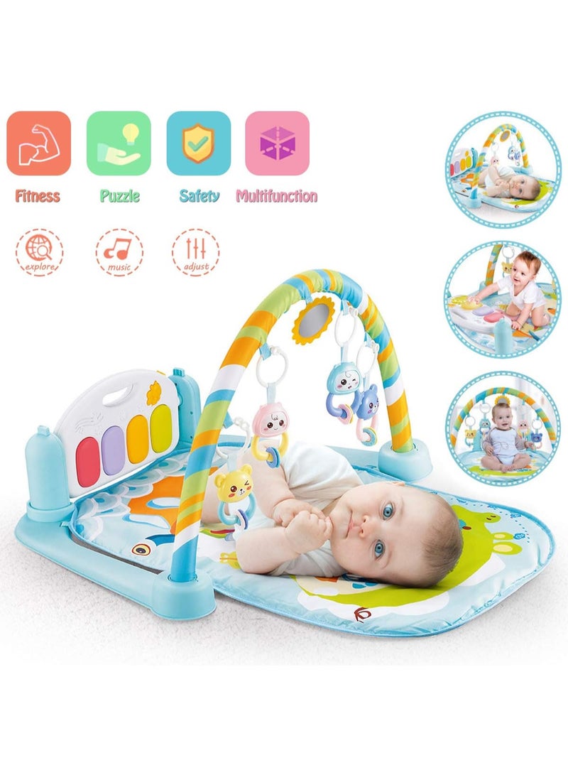 ECVV Baby Play Mat with Piano Gym & Music Activity Center, Kick and Play Mat for Infants 0-12 Months, Tummy Time Play Gym with Lights & Sounds, 5-Mode Musical Toy Mat with Hanging Rattle Toys - Image 2