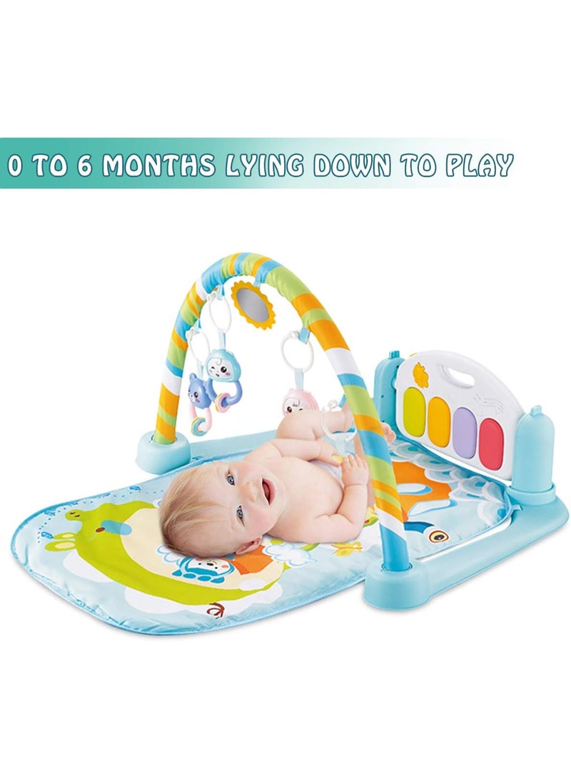 ECVV Baby Play Mat with Piano Gym & Music Activity Center, Kick and Play Mat for Infants 0-12 Months, Tummy Time Play Gym with Lights & Sounds, 5-Mode Musical Toy Mat with Hanging Rattle Toys - Image 3