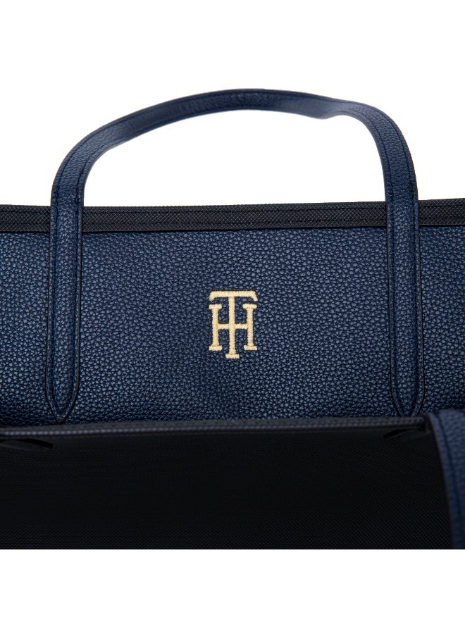 Tommy Girl Tommy Hilfiger women's double-sided two-tone large capacity handbag, women's shoulder bag, crossbody bag，fashionable and multifunctional, black and beige - Image 3
