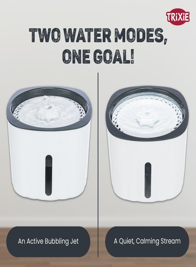 تريكسي نافورة مياه تريكسي على شكل زهرة للكلاب والقطط، نافورة مياه للحيوانات الأليفة، توفر مياه مفلترة - 2 لتر، 7 لتر × 5 عرض × 7 ارتفاع بوصة (أبيض ورمادي) - Image 3
