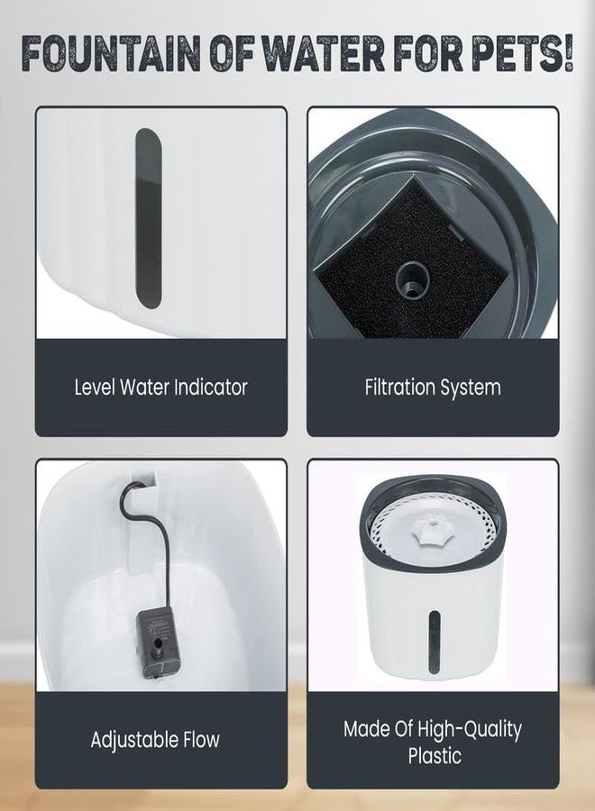 تريكسي نافورة مياه تريكسي على شكل زهرة للكلاب والقطط، نافورة مياه للحيوانات الأليفة، توفر مياه مفلترة - 2 لتر، 7 لتر × 5 عرض × 7 ارتفاع بوصة (أبيض ورمادي) - Image 4