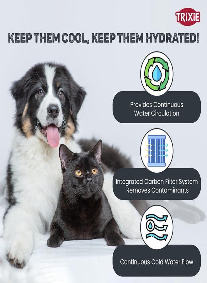 تريكسي نافورة مياه تريكسي على شكل زهرة للكلاب والقطط، نافورة مياه للحيوانات الأليفة، توفر مياه مفلترة - 2 لتر، 7 لتر × 5 عرض × 7 ارتفاع بوصة (أبيض ورمادي) - Image 5