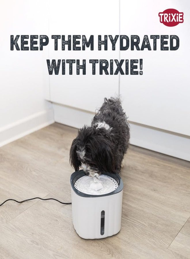 تريكسي نافورة مياه تريكسي على شكل زهرة للكلاب والقطط، نافورة مياه للحيوانات الأليفة، توفر مياه مفلترة - 2 لتر، 7 لتر × 5 عرض × 7 ارتفاع بوصة (أبيض ورمادي) - Image 2