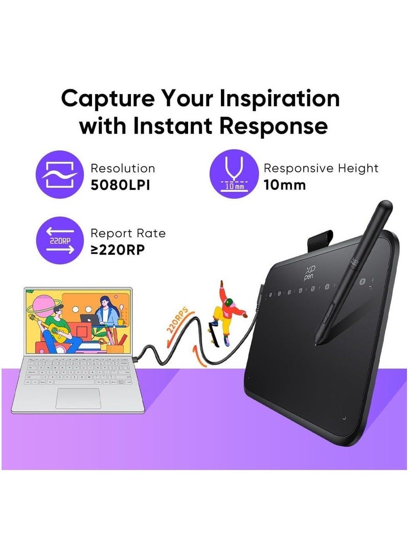 XP-PEN جهاز إكس بي بين ديكو 640 للرسم لوحة رسم بحساسية ضغط 16384 قلم خالي من البطارية بحجم 6×4 إنش - Image 3