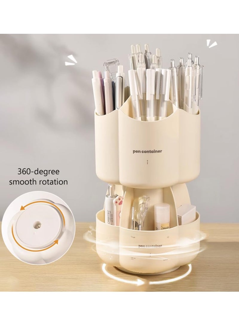 KASTWAVE Rotating Pencil Holder Double Layer 12 Slots Desktop Pencil Pen Holder Large Capacity Desk Pencil Pen Storage Cute Stationery Supplies Organizer for Home Office School - Image 4