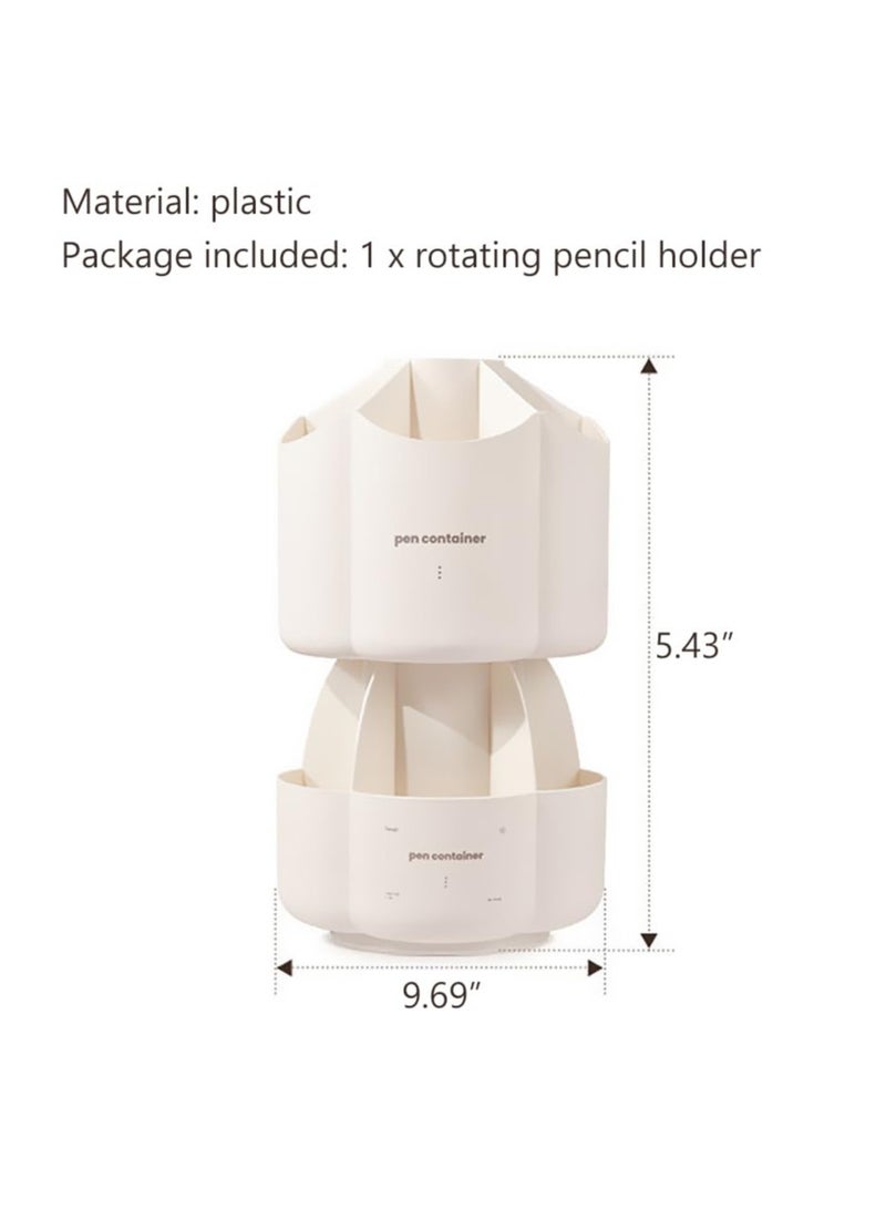 KASTWAVE Rotating Pencil Holder Double Layer 12 Slots Desktop Pencil Pen Holder Large Capacity Desk Pencil Pen Storage Cute Stationery Supplies Organizer for Home Office School - Image 2