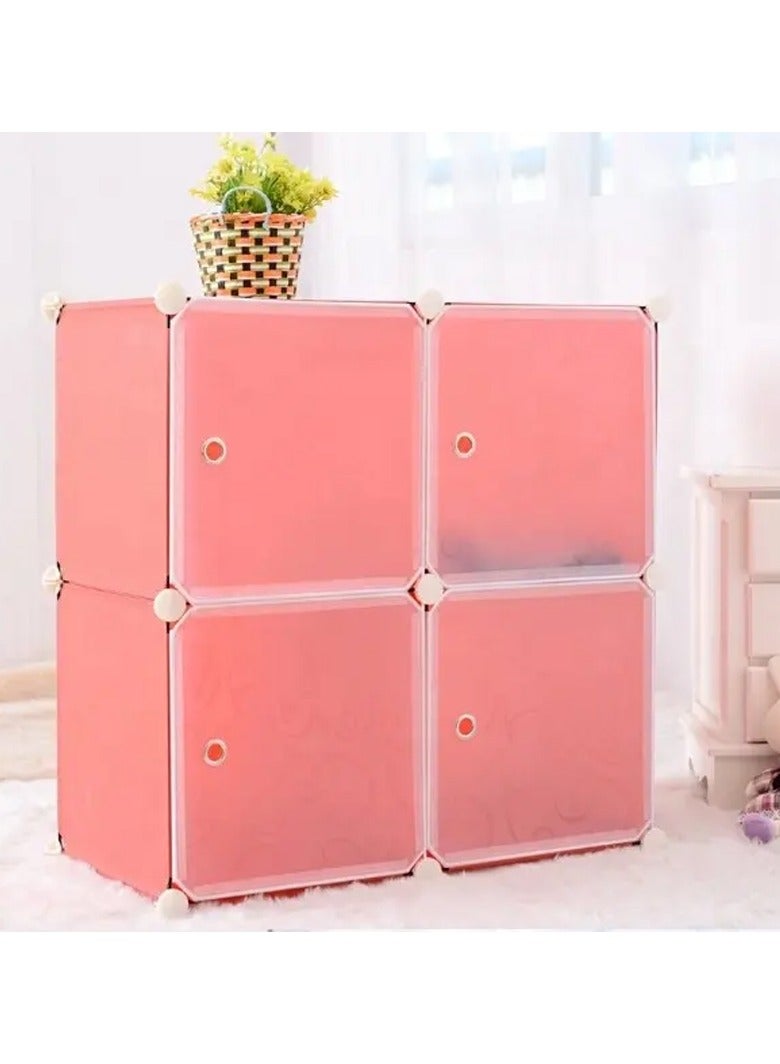 DubaiGallery 4 Cabinet Combination Storage Cabinet Portable Closet Storage Rack Environmentally Friendly Resin Material, DIY Assembly Modular Bookcase, Bedroom, Storage Shelf with Door - Image 2