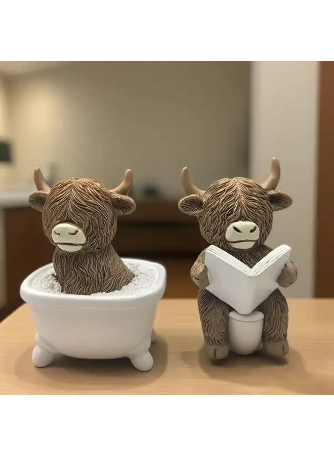 Whimsical Highland Cow Reading Book Model B - Image 1