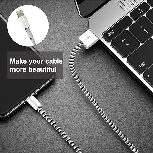 EDNITA Cable Charger Protector Spiral Triple Colour 1.5 Meter 150 cm Plastic Cord Wire Charger Winder for iPhone and Android Charging Cables (Pack of 3) - Image 3