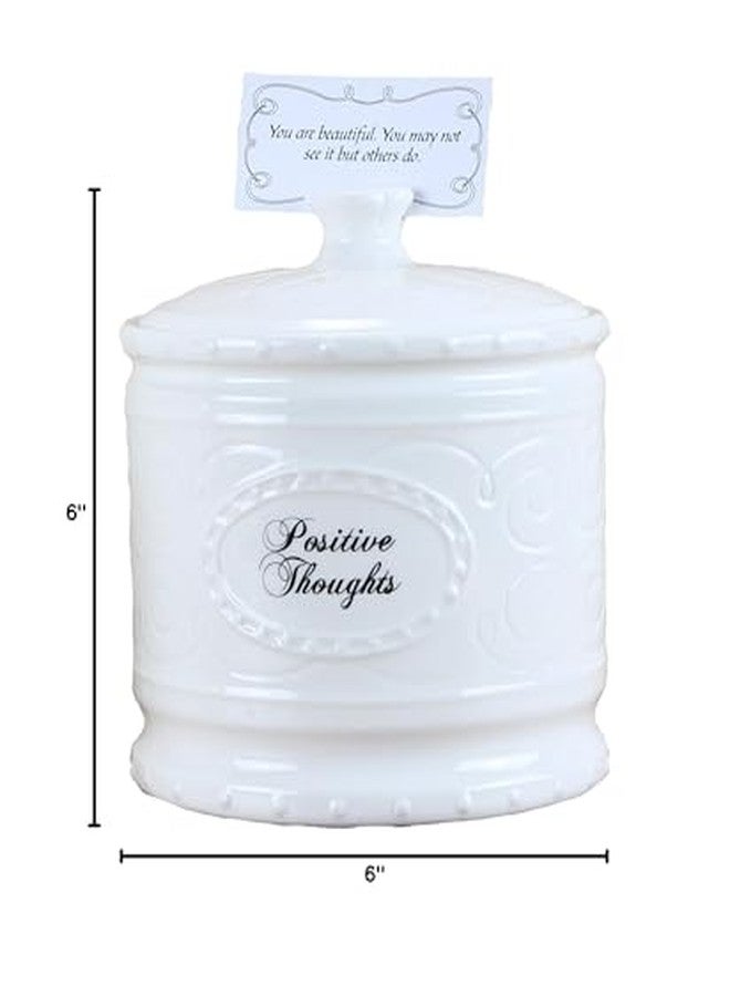 YOUNGS Young's 6.25" Ceramic Jar with 365 Positive Thoughts, White - Image 2