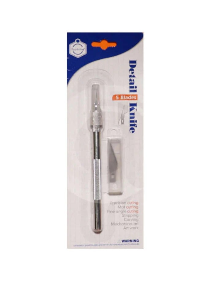 Keep Smiling Pen Knife Metal Handle With 5 Interchangeable Sharp Blades Scalpel Tool Craft Knife Cutter  - Image 1