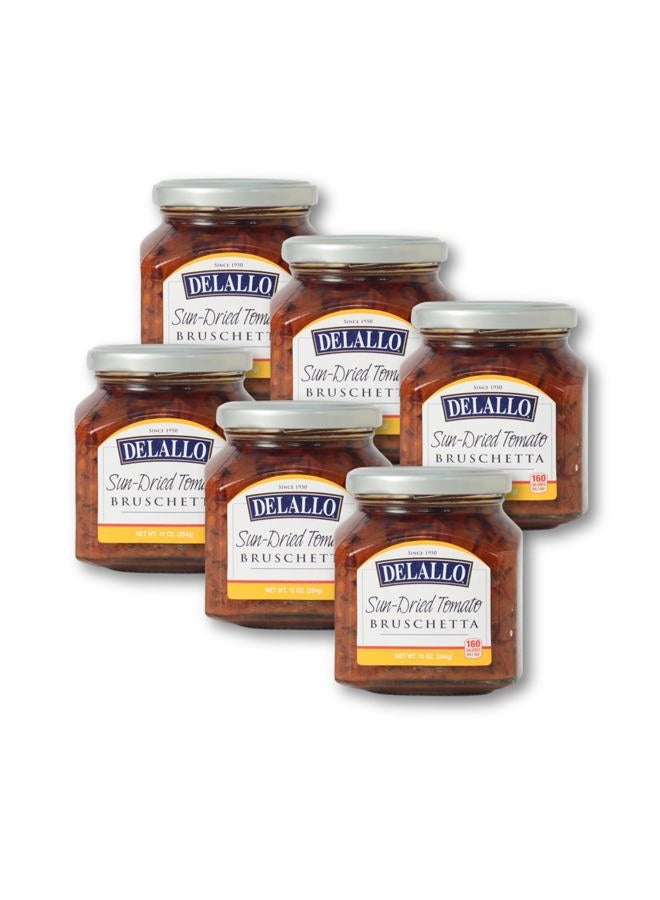 DELALLO Sun-Dried Tomato Bruschetta, Gourmet Spread Made with Extra Virgin Olive Oil, Authentic Italian Recipe, Non-GMO, Kosher, Gluten-Free, 10 oz Jar, (6 Pack) - Image 1
