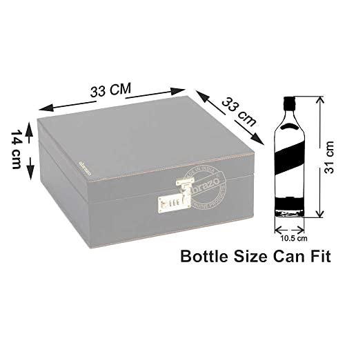 Abrazo Faux Leatherette Portable Bar Set | Portable Bar Set | Leatherette Bar Tool Set | Brown 6 Glass |Cocktail Shaker - Image 2