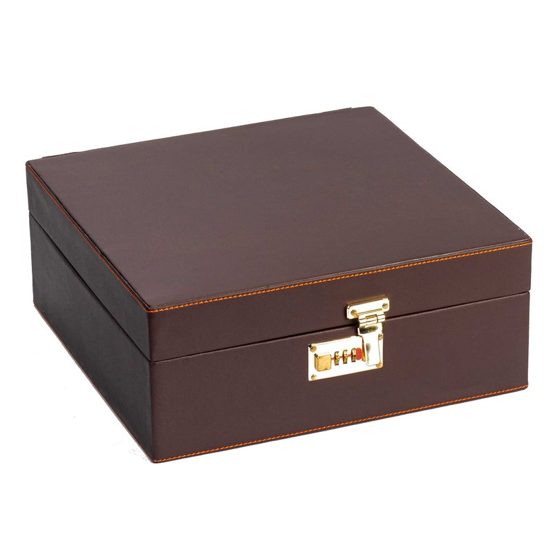 Abrazo Faux Leatherette Portable Bar Set | Portable Bar Set | Leatherette Bar Tool Set | Brown 6 Glass |Cocktail Shaker - Image 4