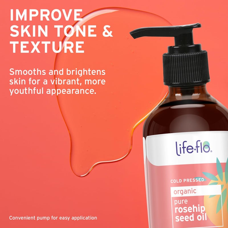 LIFE-FLO Pure Organic Rosehip Seed Oil, Hydrating Face Oil, Dry Skin Care, Cold Pressed from Organic Rose Hips, Rich in Fatty Acids and Vitamin A (Retinol), Hypoallergenic, 60-Day Guarantee, 4oz - Image 4