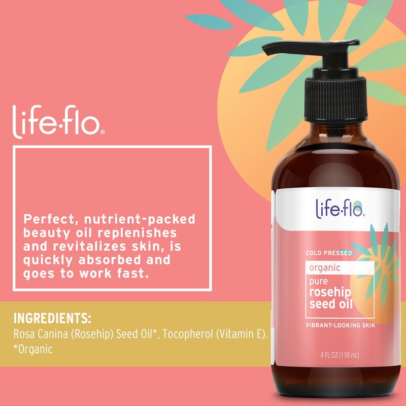 LIFE-FLO Pure Organic Rosehip Seed Oil, Hydrating Face Oil, Dry Skin Care, Cold Pressed from Organic Rose Hips, Rich in Fatty Acids and Vitamin A (Retinol), Hypoallergenic, 60-Day Guarantee, 4oz - Image 2