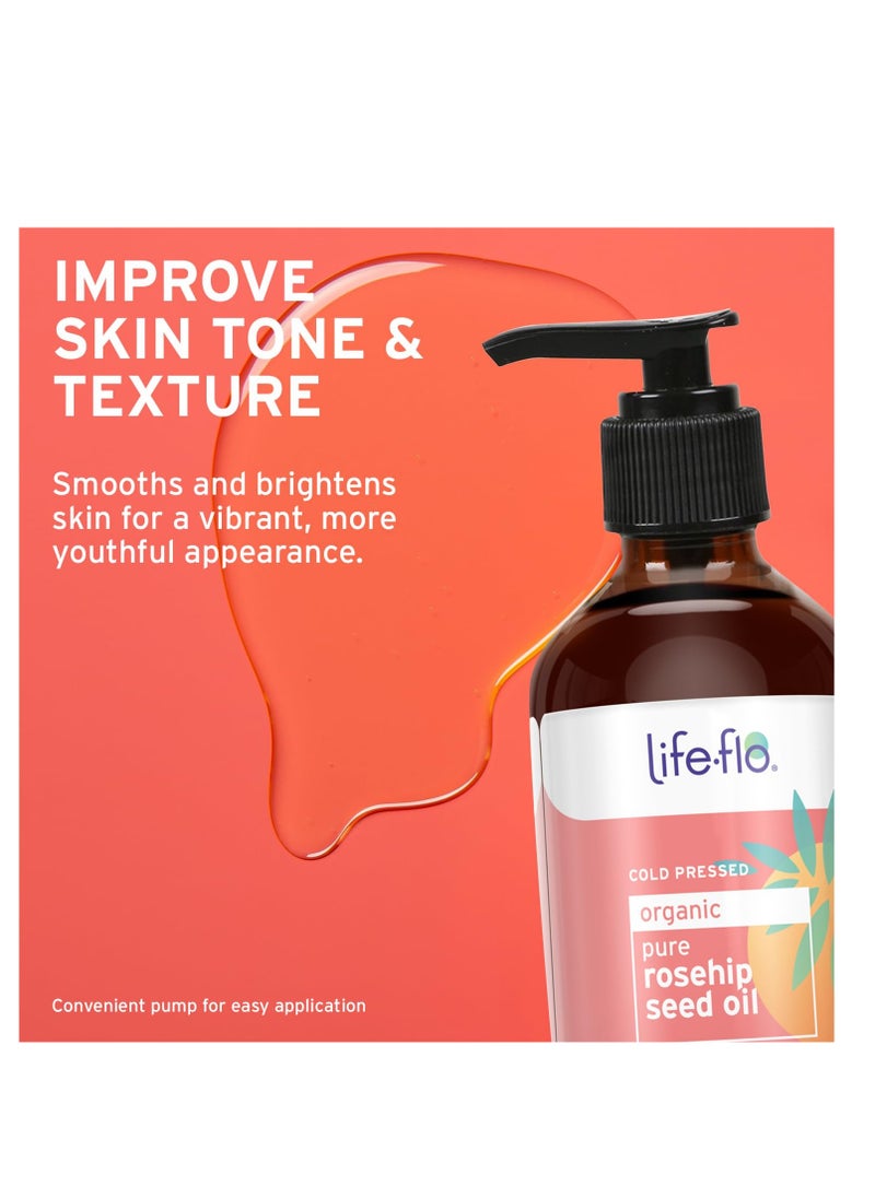 Life-flo - LIFE-FLO Pure Organic Rosehip Seed Oil, Hydrating Face Oil, Dry Skin Care, Cold Pressed from Organic Rose Hips, Rich in Fatty Acids and Vitamin A (Retinol), Hypoallergenic, 4oz - Image 1