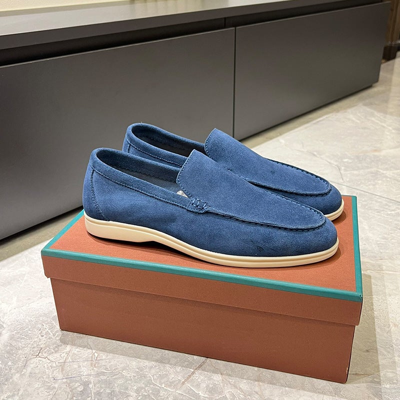 European Station Classic British Style Loafers Sheepskin Leather Tassel Slip-On Flats Couple Shoes - Image 1