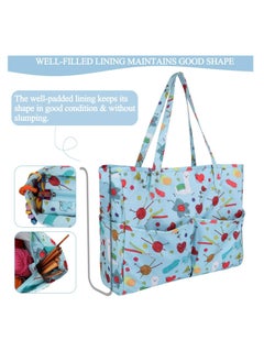 Excefore Craft Bag for Crochet Knitting Cross Stitch, Crochet Bags Knitting Tote, Portable Crochet Bag for Yarn Skeins, High Capacity & WaterProof, Knitting Bags Yarn Storage Bag, (Oxford Cloth, Blue)  - Image 2