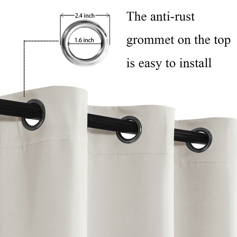 JIUZHEN Ivory Blackout Curtains with Tiebacks - Thermal Insulated  Light Blocking and Noise Reducing Grommet Curtains for Bedroom and Living Room  Set of 2 Window Curtain Panels  42 x 72 Inch Length - Image 2
