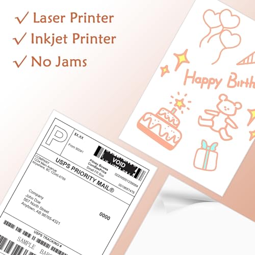 9527 Product 100 Sheets Sticker Labels 8-1/2" x 11" Shipping Address Labels for Laser/Ink Jet Printer,100 Labels. - Image 3