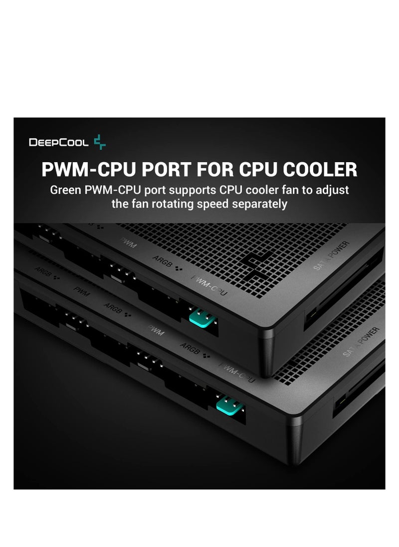 SC790 Fan Hub, 2in1 PWM & ARGB 6-Port 5v-3pin Aura SYNC Addressable RGB and 6-Port 4pin PWM Fan Hub with Magnetic Backplane, Support Maximum Six ARGB-PWM Fans, Makes a Sturdy PWM & ARGB Fan Hub