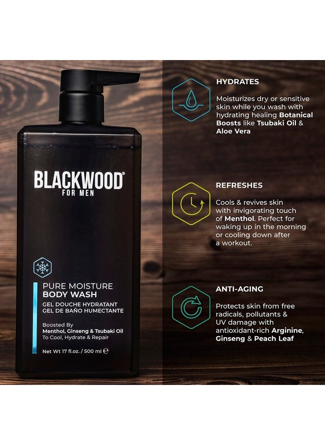Blackwood For Men Blackwood For Men Pure Moisture Body Wash - Infused with Ginseng & Menthol - Natural Cleanser for Dry or Sensitive Skin - Ideal for Workout Recovery - Sulfate Free, Dye Free & Vegan (17 oz)  - Image 5