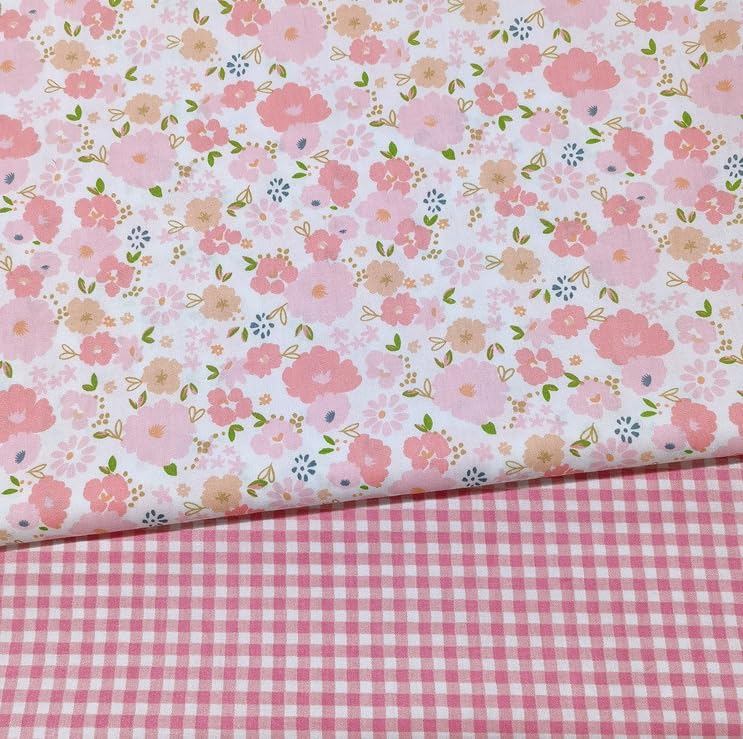 Antetek 7 pcs 20 x 20 Cotton Fabric DIY Making Supplies Quilting Patchwork Fabric Fat Quarter Bundles DIY for Quilting Cotton Patchwork Cushions Flowers Square 20 x 20 - Image 3
