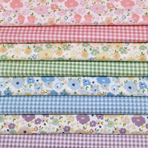 Antetek 7 pcs 20 x 20 Cotton Fabric DIY Making Supplies Quilting Patchwork Fabric Fat Quarter Bundles DIY for Quilting Cotton Patchwork Cushions Flowers Square 20 x 20 - Image 1