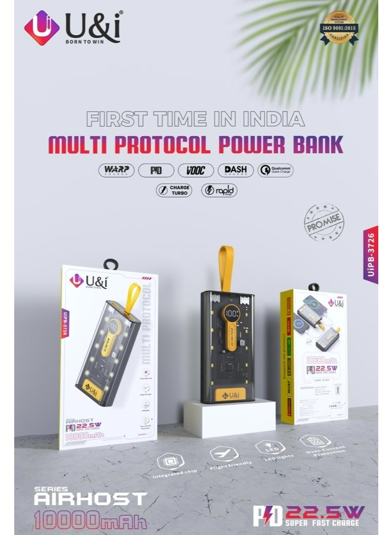 U&i 10000mAh Fast Charging Technology Power bank 22.5 watt Black - Image 5