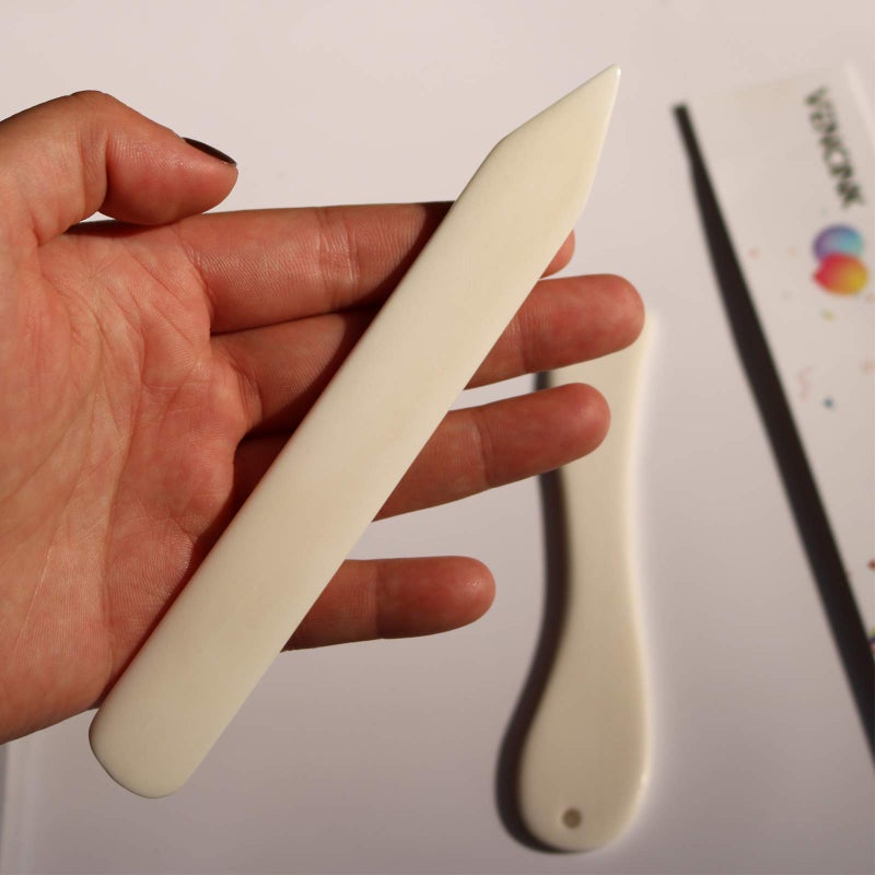 VENCINK Genuine Bone Folder Scoring Folding Creasing Origami Paper Creaser Crafting Tool for DIY Handmade Leather Burnishing, Bookbinding, Scrapbooking, Paper Cards Crafts (100% Cattle Bone) - Image 2