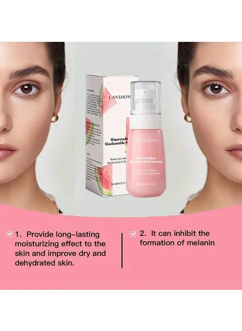 Lanthome Lanthome 60ml Watermelon Niacinamide Serum - Moisturizing Facial Primer & Highlighter, Hyaluronic Cream Base Formulation for Brighter Skin, Over Capacity, Lightweight Moisture & Glow  - Image 3