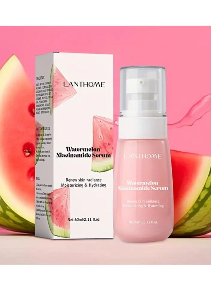 Lanthome Lanthome 60ml Watermelon Niacinamide Serum - Moisturizing Facial Primer & Highlighter, Hyaluronic Cream Base Formulation for Brighter Skin, Over Capacity, Lightweight Moisture & Glow  - Image 1