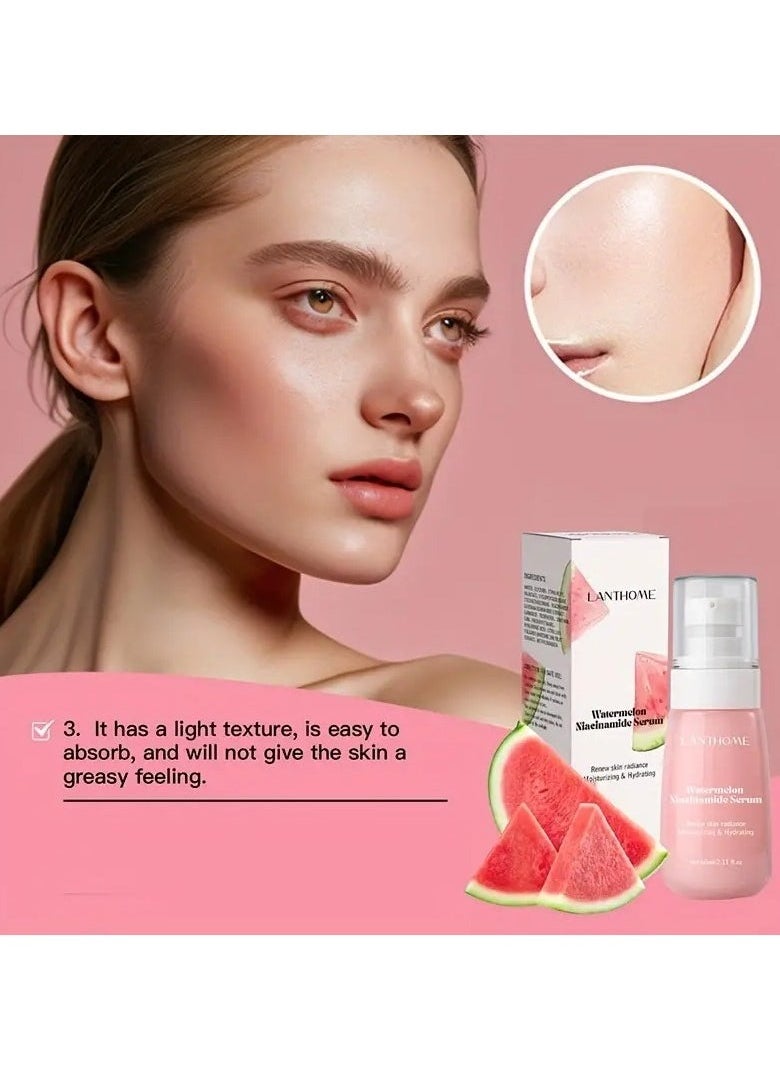 Lanthome Lanthome 60ml Watermelon Niacinamide Serum - Moisturizing Facial Primer & Highlighter, Hyaluronic Cream Base Formulation for Brighter Skin, Over Capacity, Lightweight Moisture & Glow  - Image 5