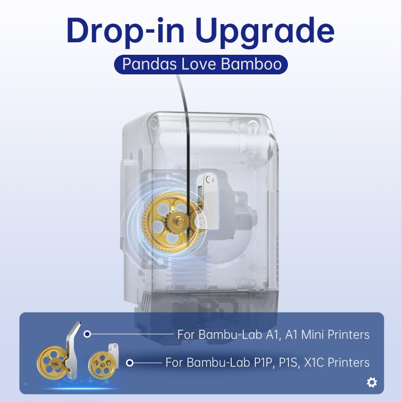 BIQU Panda Claw Upgraded Extruder Brass Gear Compatible with Bambu-Lab P1P/P1S/X1C/X1E 3D Printers, Golden RNC Nano Coating Hardened Tool Steel Extruder Gear - Image 4