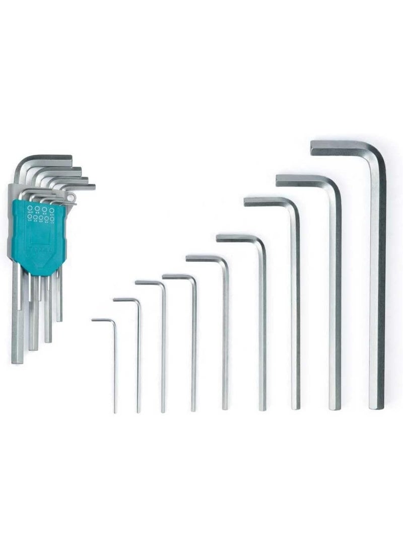 TOTAL Hex Key Set 9-Piece Long Arm Allen Key Wrench Set, S2 Steel Hex Keys 1.5mm–10mm, Heat Treated & Chrome Plated, Professional Hand Tools for Mechanical, Automotive & DIY Use THT106191 - Image 3