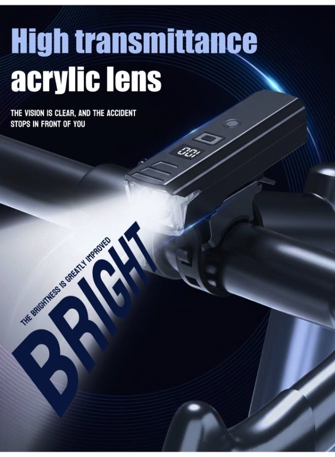 زونيكس إضاءة للدراجات، وضع تلقائي ليلي، عرض رقمي للبطارية، مقاومة للماء IPX5، شحن سريع عبر USB-C، 4 أوضاع LED فائقة السطوع لسلامة ركوب الدراجات على الطرق/الجبال/في الليل. - Image 1