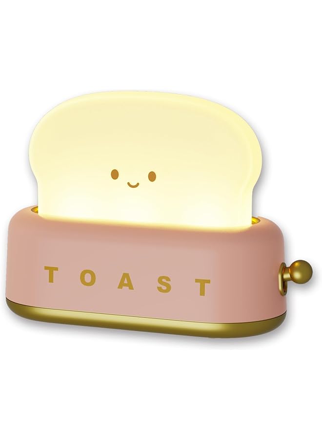 The Bros Night Lamp Kids Portable Cute Desk Decor Toaster Lamp, Toast Bread Night Light, Rechargeable, Great Gift Idea for Kids, Girls, Teens, and Teenagers (Red) - Image 1