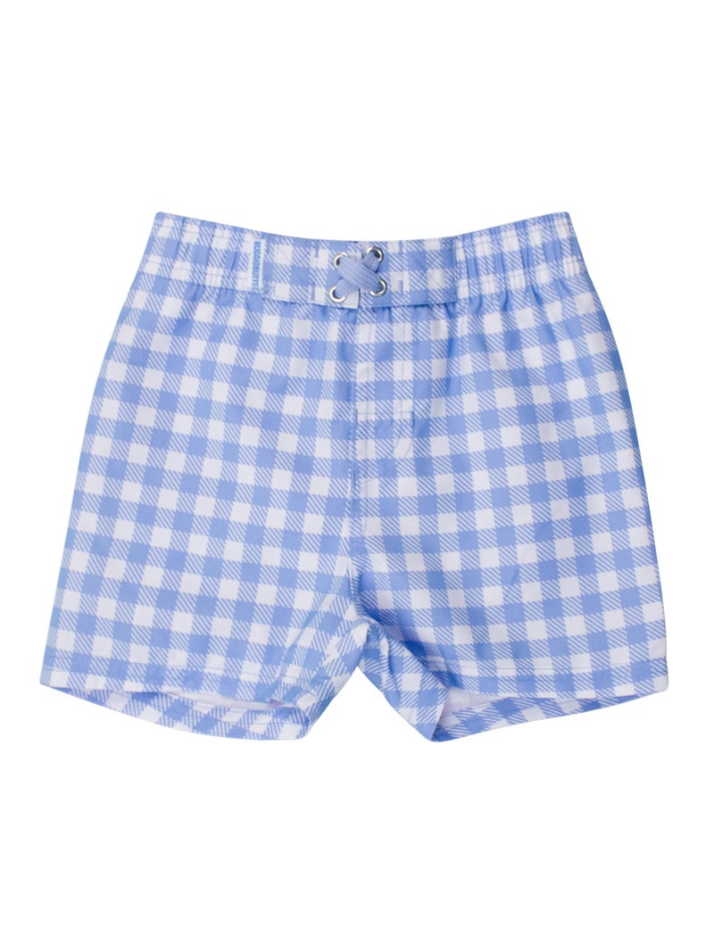 RUGGEDBUTTS Boys UPF50+ Sun Protection Gingham Swim Trunks - Periwinkle Blue Gingham, 2T - Image 1