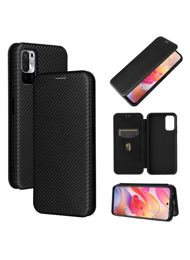 The Bros Case For Xiaomi Redmi Note 10 5G Carbon Fiber Texture Horizontal Flip TPU + PC + PU Leather Case with Card Slot