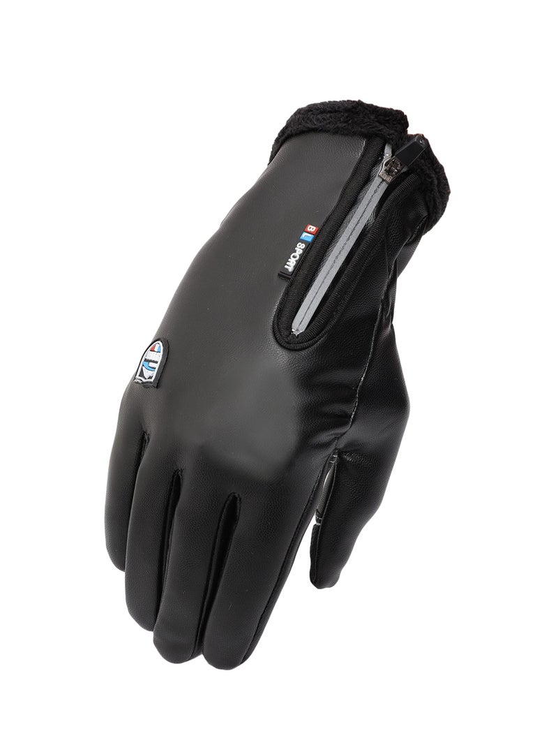 FabSeasons Winter Cycling PU Leather Gloves for Men & Women, with Fleece Lining, Touch Screen Enabled, Smooth Driving/Riding Experience - Image 3