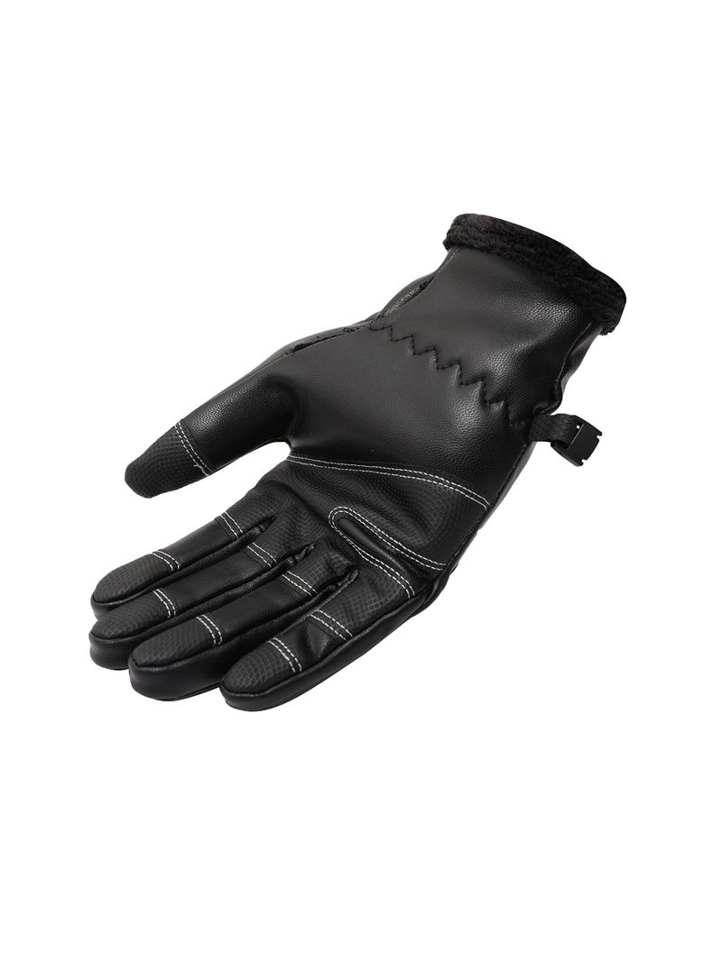 FabSeasons Winter Cycling PU Leather Gloves for Men & Women, with Fleece Lining, Touch Screen Enabled, Smooth Driving/Riding Experience - Image 4
