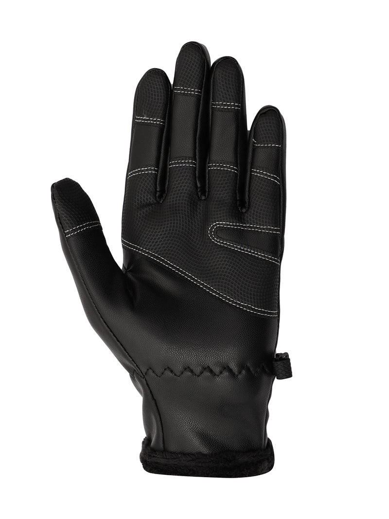 FabSeasons Winter Cycling PU Leather Gloves for Men & Women, with Fleece Lining, Touch Screen Enabled, Smooth Driving/Riding Experience - Image 2