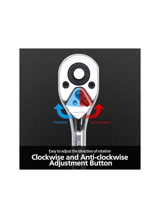 promass 3-Piece Quick Release Ratchet Wrench Set, 1/4", 3/8", 1/2" Drive, 24 Tooth Socket Wrench, Chrome Vanadium Steel, Box End, Ratchet Wrench Set - Image 5