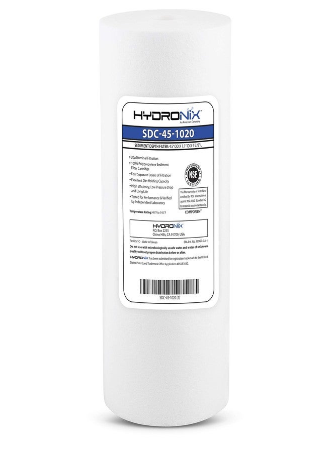 Hydronix SDC-45-1020 Whole House or Commercial NSF Polypropylene Sediment Water Filter Cartridge 4.5" x 10" - 20 Micron