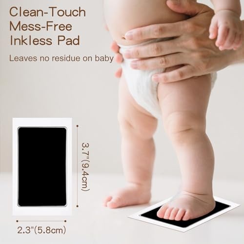 VidwanHome Baby Hand and Footprint Kit, Inkless Clean Touch Ink Pad Newborn Keepsake, Mother’s Day Gift for New Mom, Mess-Free Paw Print Kit for Dogs & Cats, 4 Pack with 16 White Cards, Jet Black - Image 2