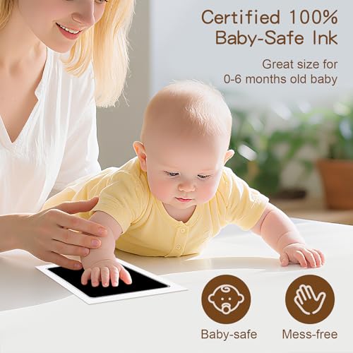 VidwanHome Baby Hand and Footprint Kit, Inkless Clean Touch Ink Pad Newborn Keepsake, Mother’s Day Gift for New Mom, Mess-Free Paw Print Kit for Dogs & Cats, 4 Pack with 16 White Cards, Jet Black - Image 4