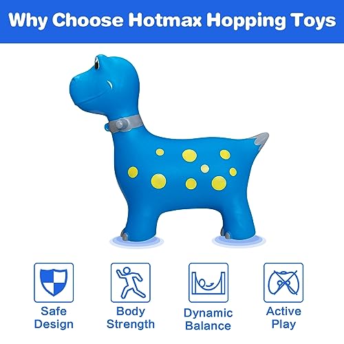 Hot Max HotMax Bouncy Horse, Dinosaur Hopper Toys for Kids, Inflatable Ride on Bouncy Animals Toys for Toddlers, Jumping Horse for Baby Birthday Gift for Boy or Girl 18 Months 2-4 Year Old (Blue) - Image 3