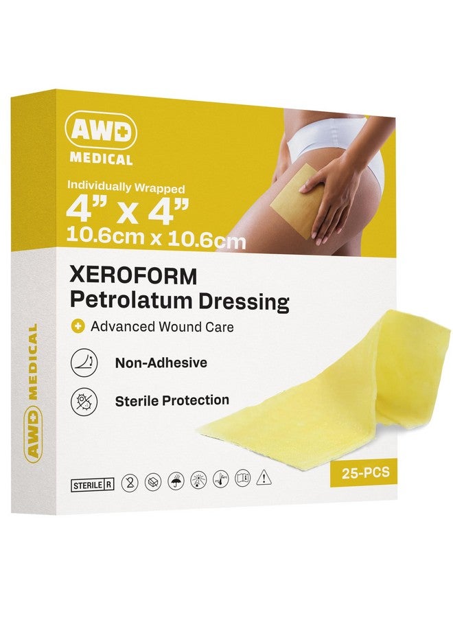 AWD Medical AWD Medical Xeroform Petrolatum Dressing - Non-Adhering Gauze Pad - Fine Mesh Gauze Patch Sterile - Healthcare Supplies for Wound Care, Burns, Lacerations, & Skin Grafts Aide (Box of 25) (4"x4") - Image 1